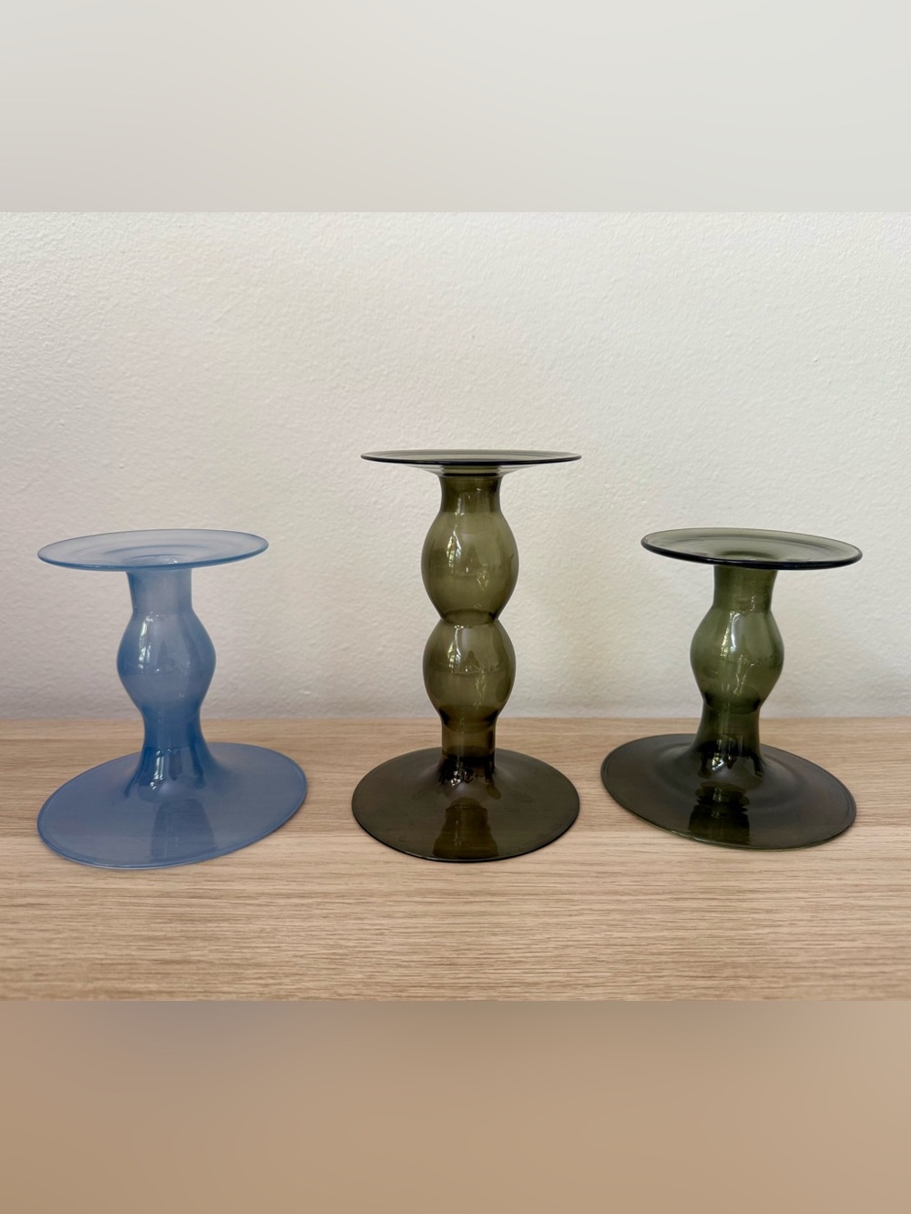 Lightweight Smoked Glass Bubble Candle Holders | Set of 3